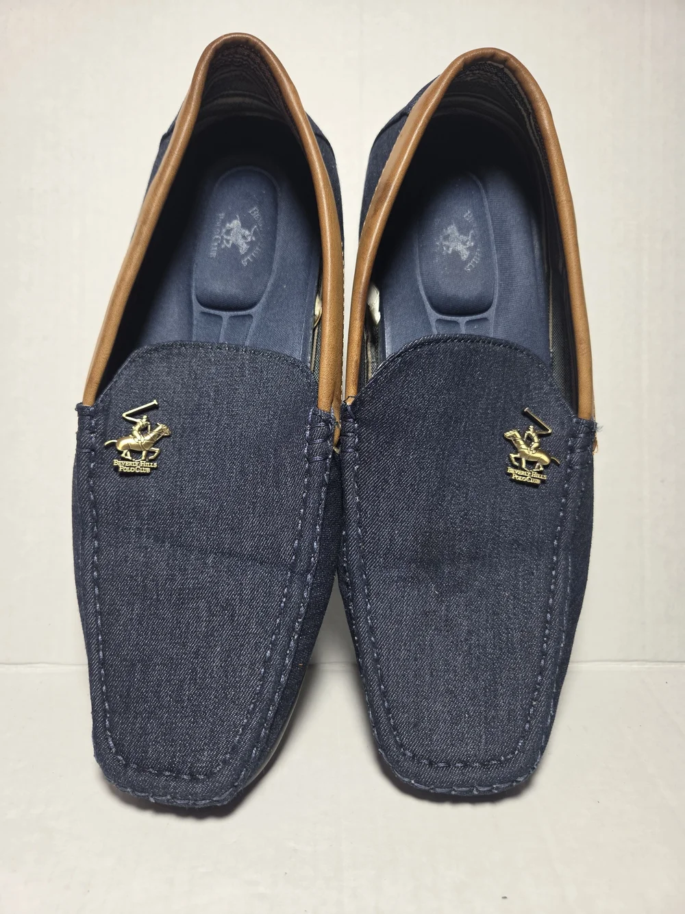 Beverly Hills Polo Club Men's Blue Denim Slip-On Loafer, Square Toe